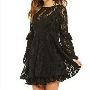 Free People Black Lace Overlay Dress